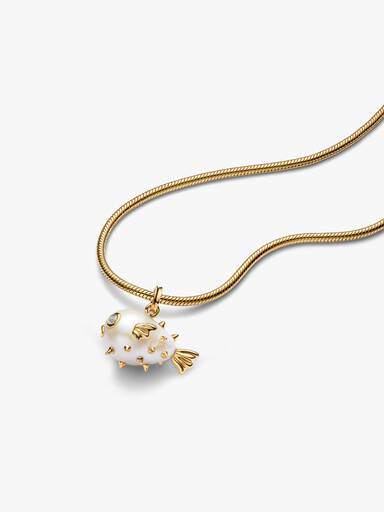 Treated Freshwater Cultured Baroque Pearl Oversized Puffy Fish Pendant