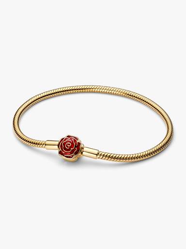 Disney Beauty and the Beast Enchanted Rose Snake Chain Bracelet