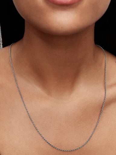 Sterling silver rope chain necklace with sliding clasp