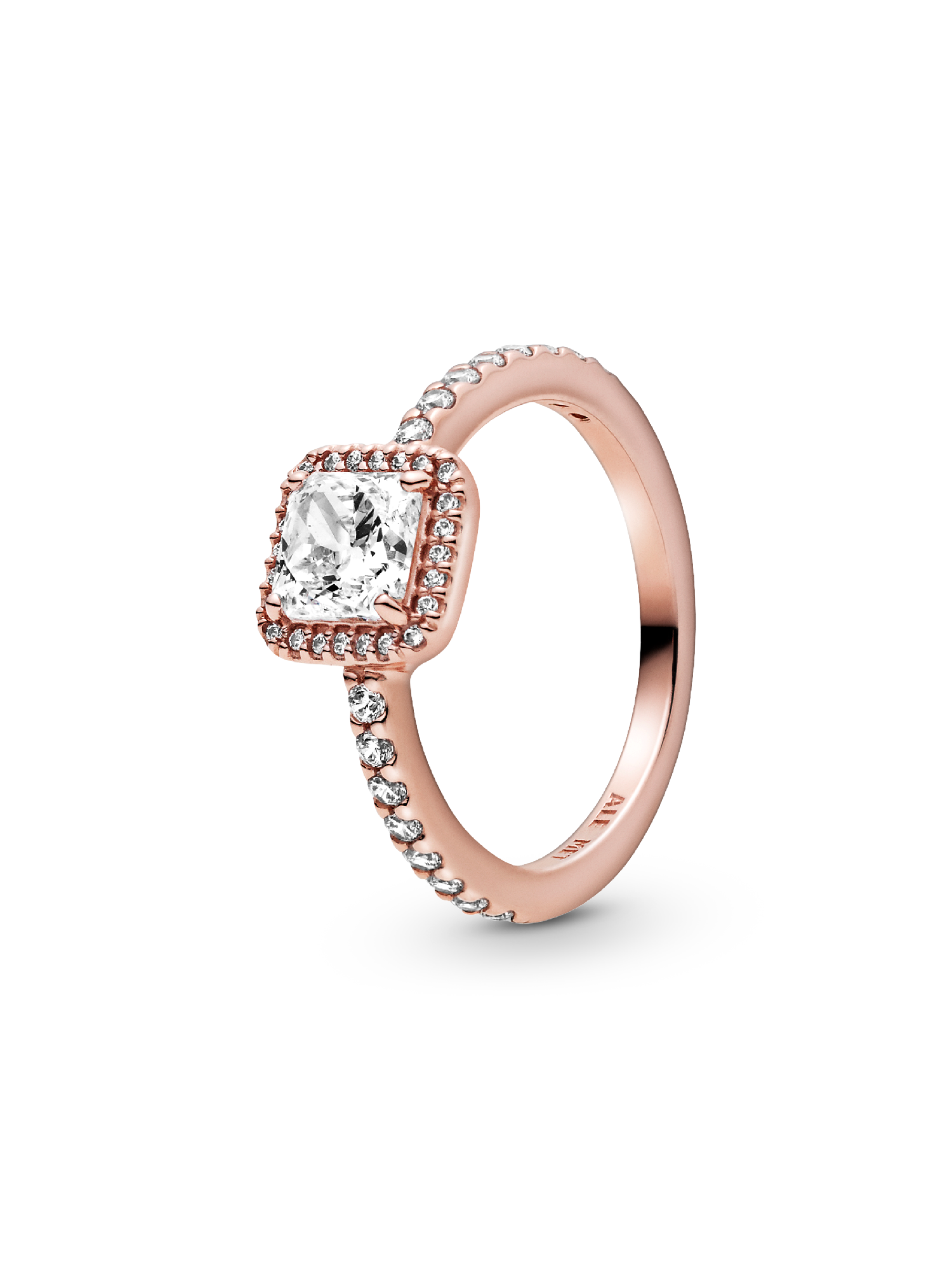 14k Rose gold-plated ring with clear cubic zirconia
