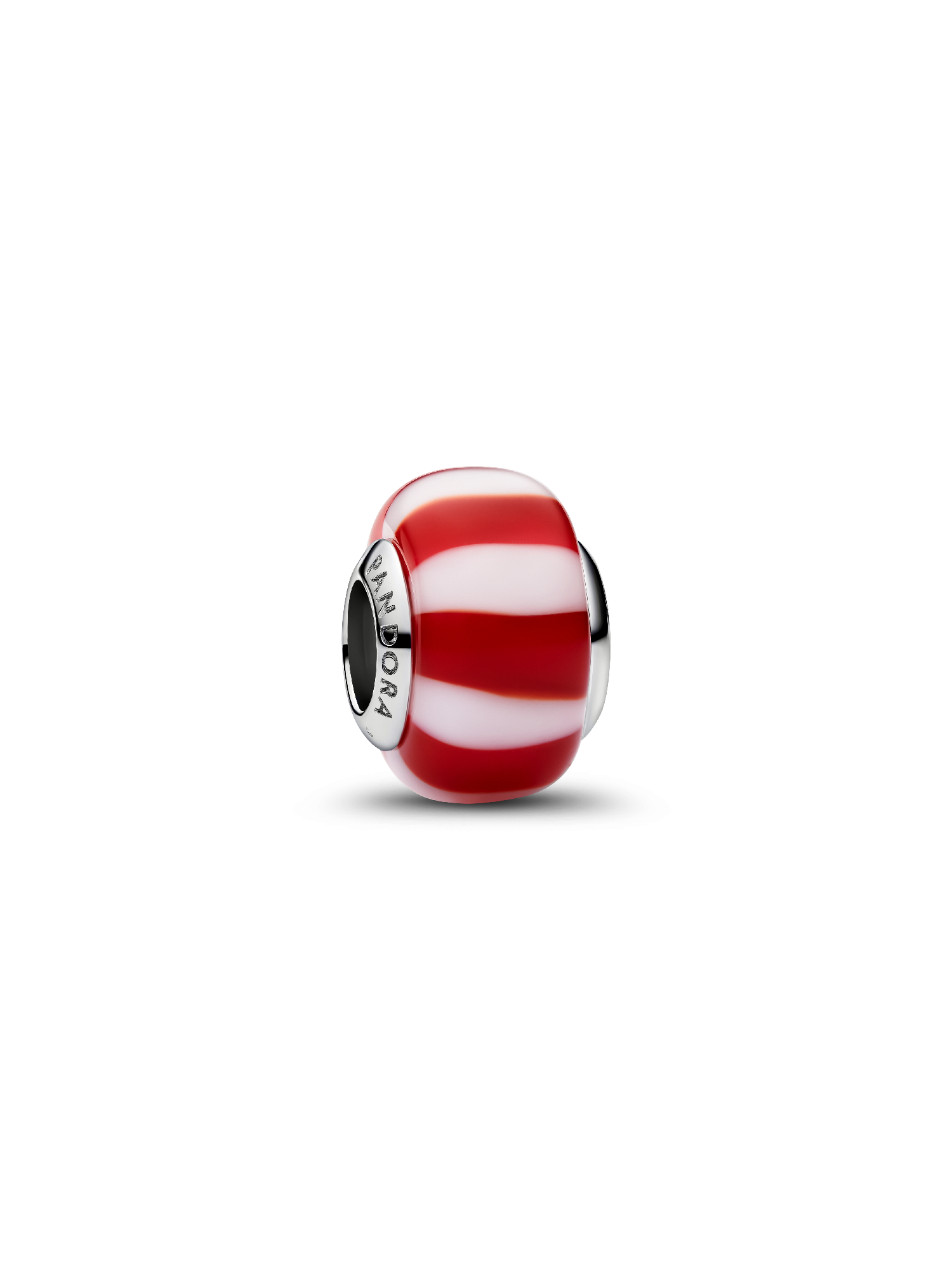 Red Peppermint Murano Glass Charm 