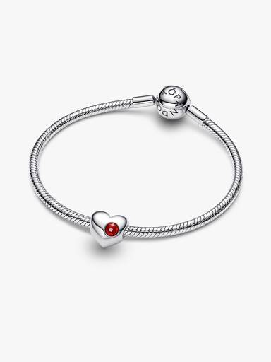 Engravable Red Stone Heart Charm