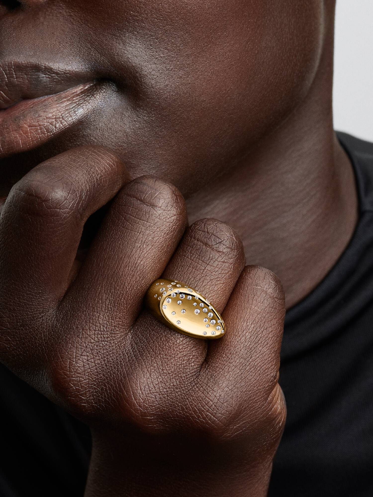 Stone-Set Oval Domed Signet Ring