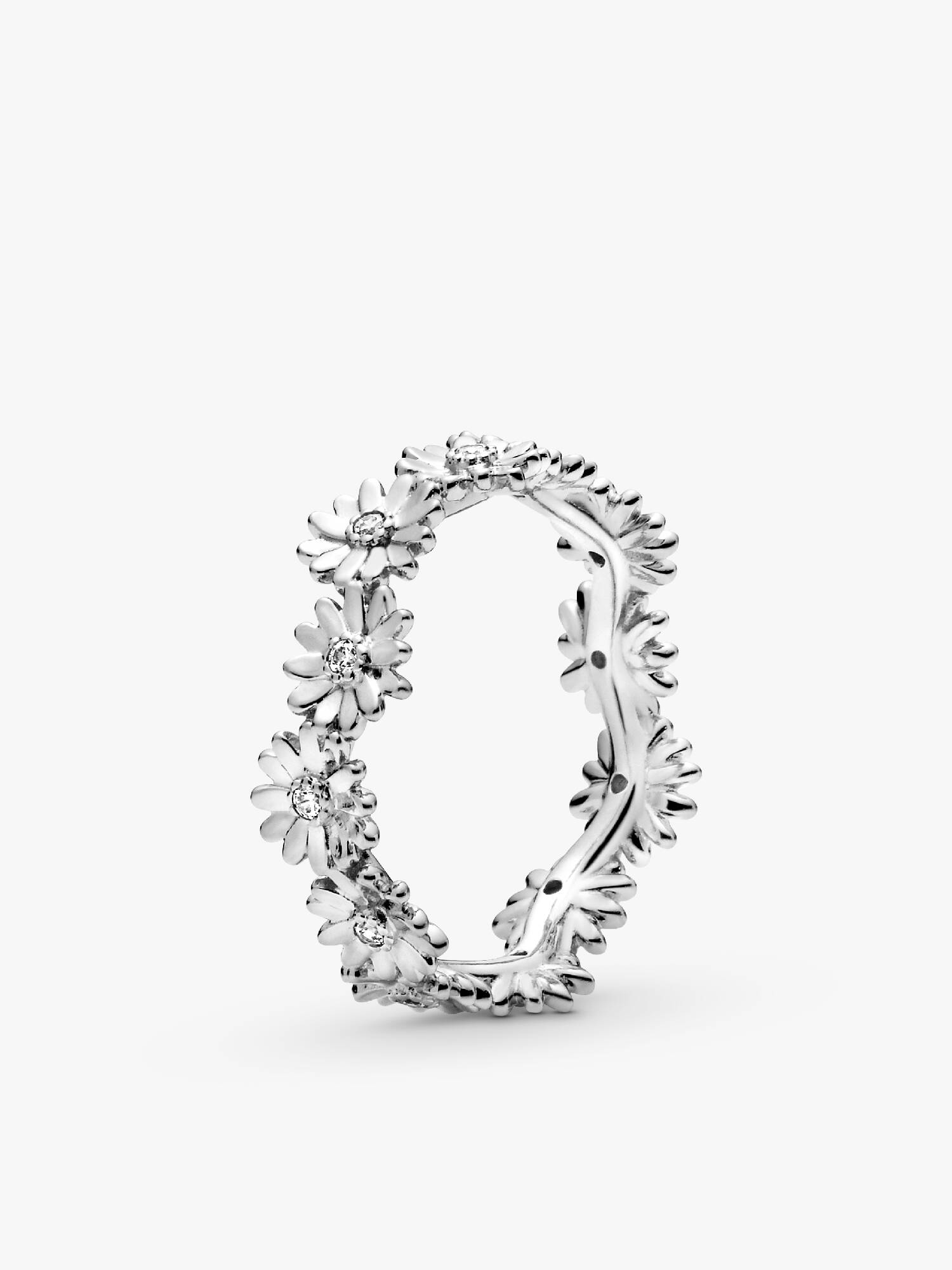 Daisy sterling silver ring with clear cubic zirconia
