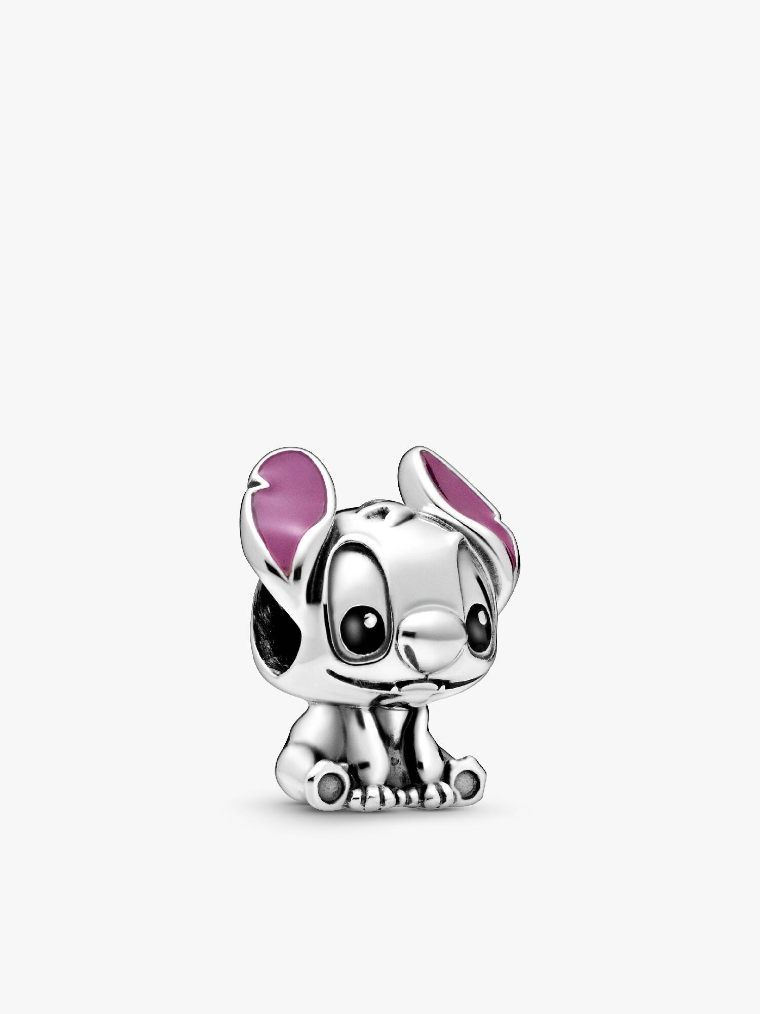 Disney Stitch silver charm with black and purple enamel