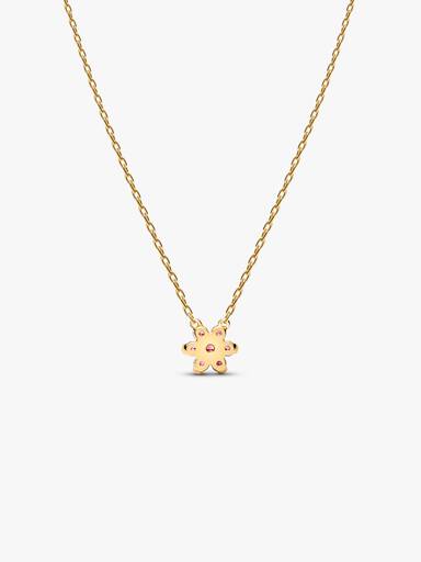 Sparkling Pink Flower Pendant Necklace