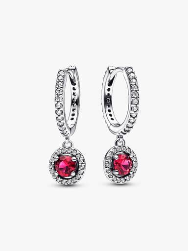Red Round Sparkling Hoop Earrings