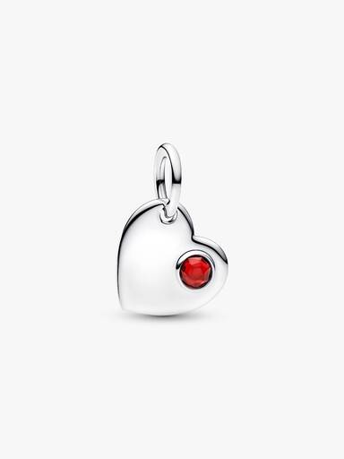 Engravable Heart Red Stone Dangle Charm