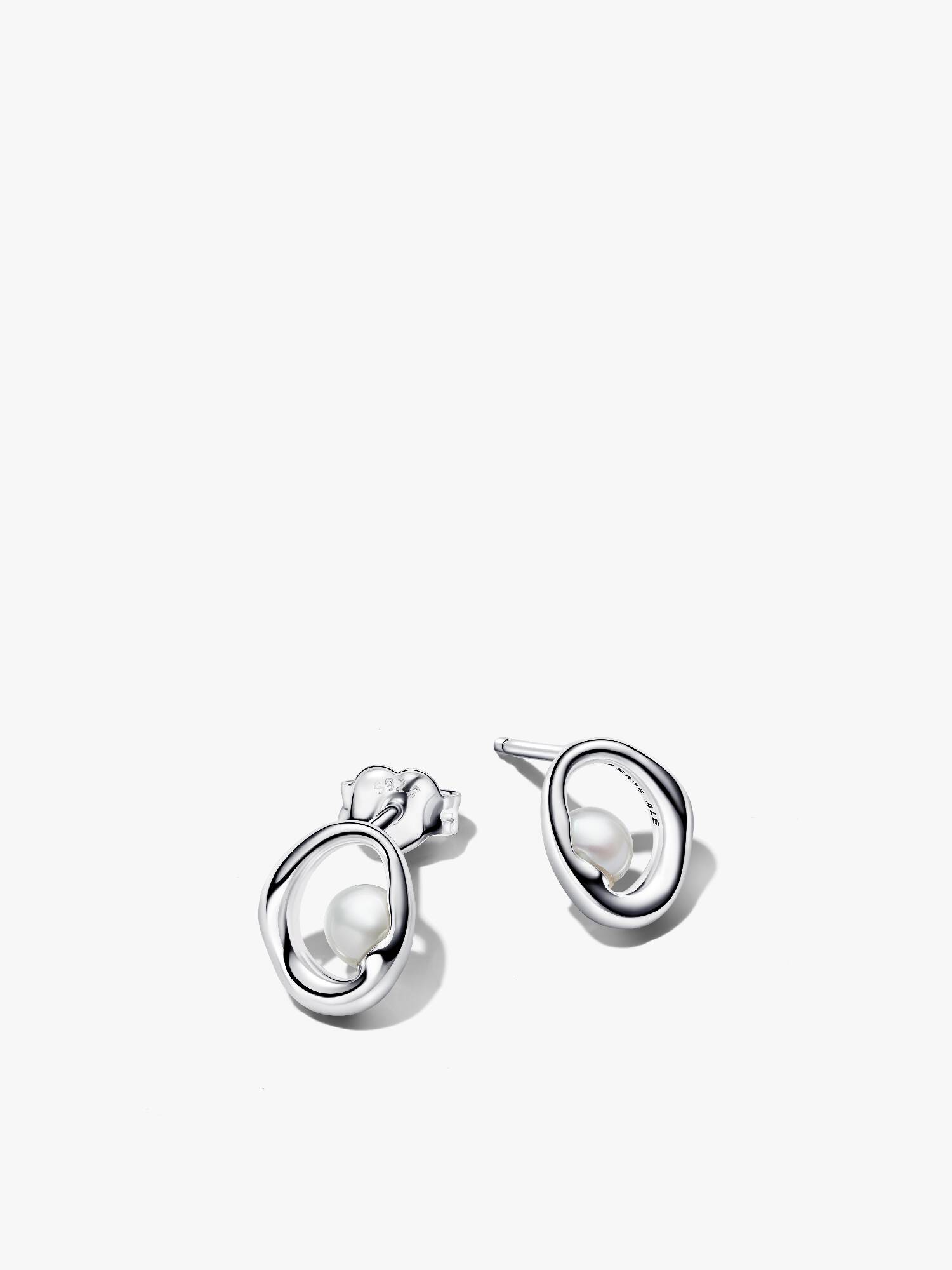 Organically Shaped Oval & Treated Freshwater Cultured Pearl Stud Earrings