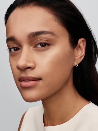 Organically Shaped Stone-Set Oval Stud Earrings