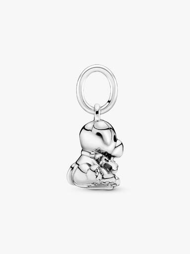 Labrador dog silver dangle with black enamel
