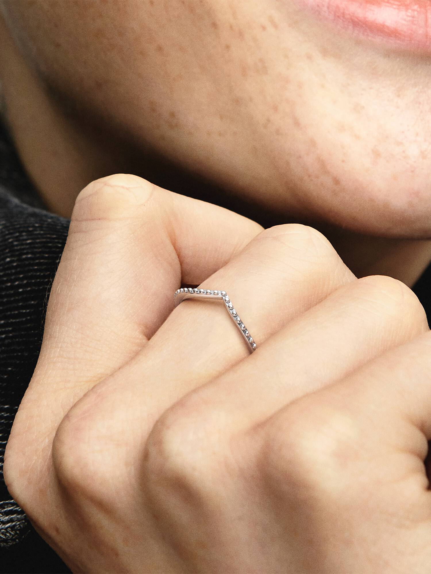 Wishbone silver ring