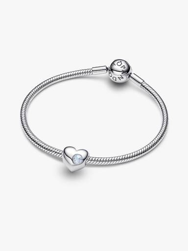 Engravable Sea Aqua Blue Stone Heart Charm