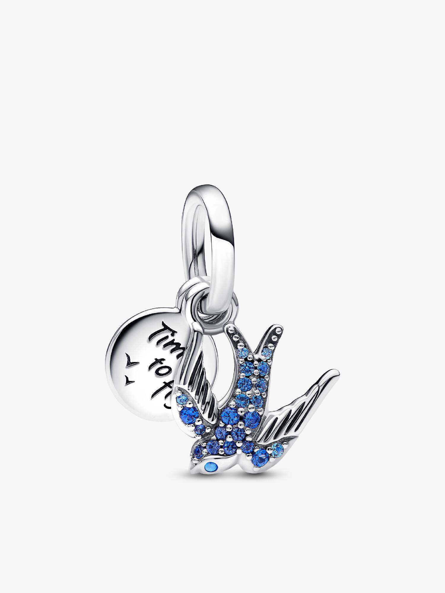 Sparkling Swallow & Quote Double Dangle Charm
