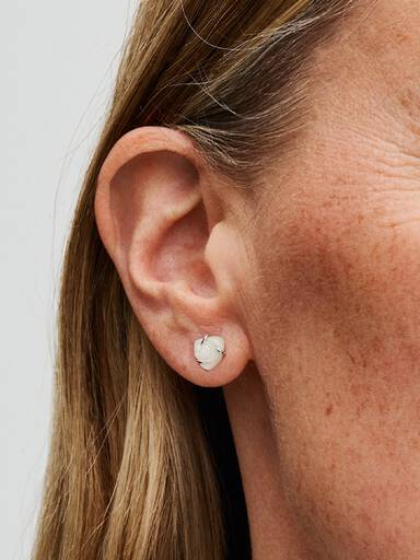White Rose in Bloom Stud Earrings