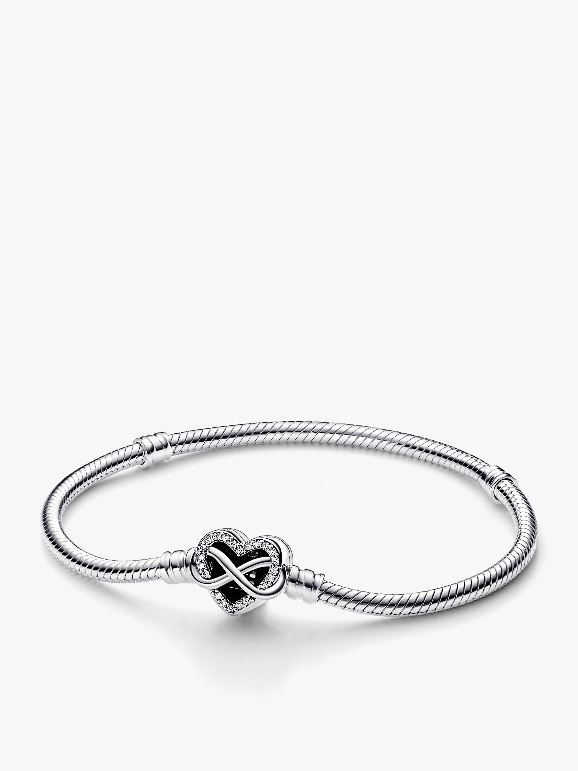 Sparkling Infinity Heart Clasp Snake Chain Bracelet
