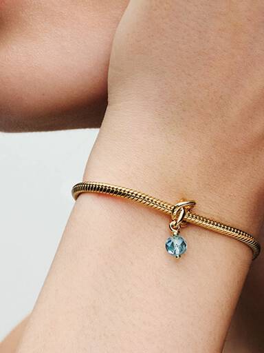 Faceted Sea Aqua Blue Eternity Circle Dangle Charm