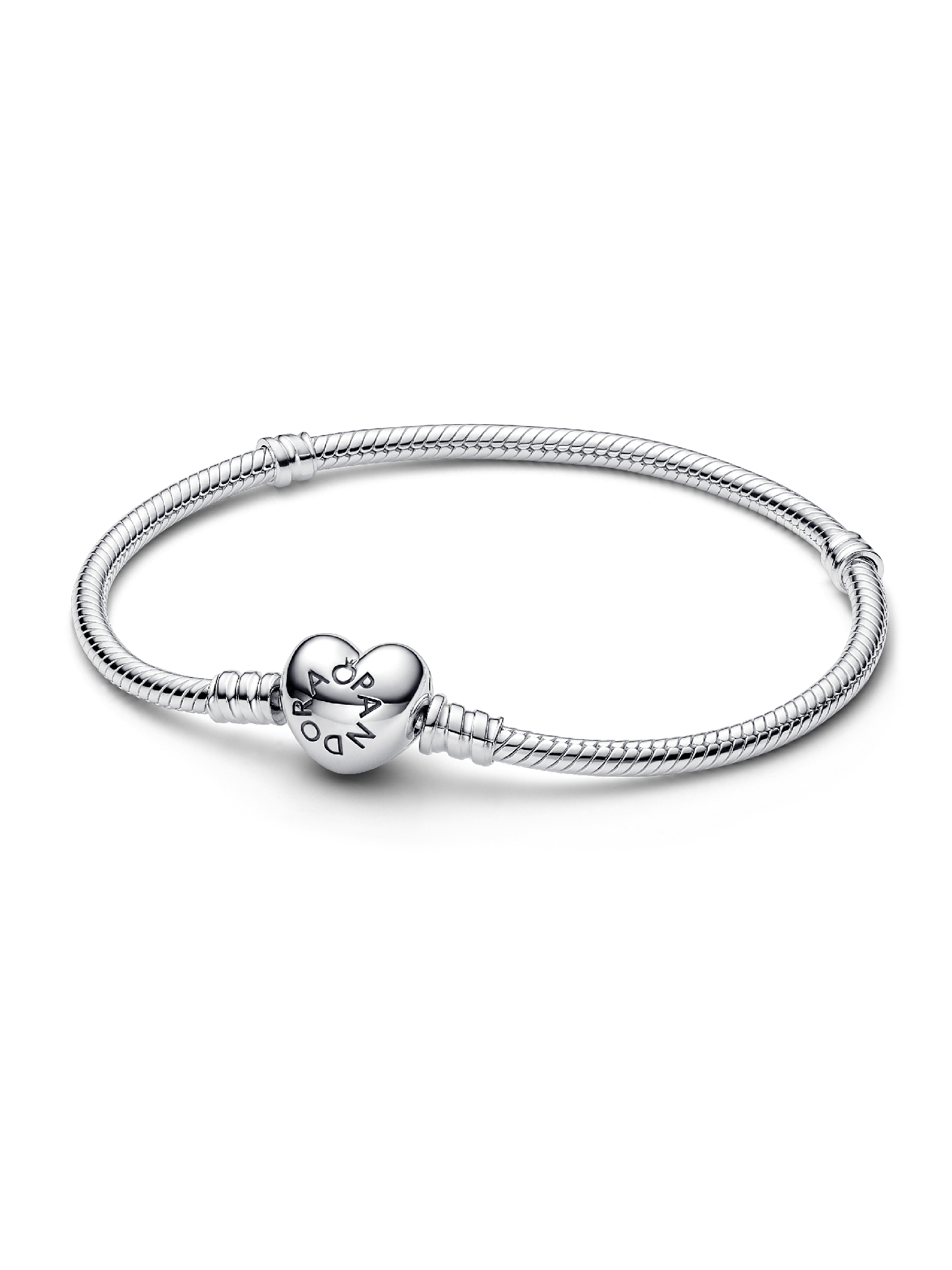 Silver bracelet with heart-shaped clasp