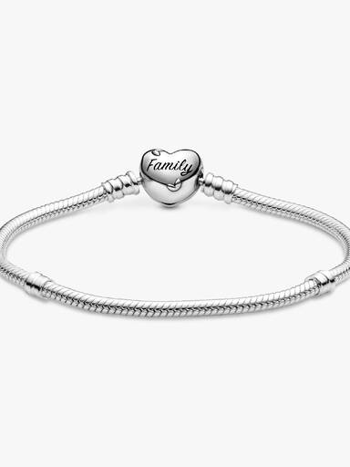 Pandora Moments Family Tree Heart Clasp Snake Chain Bracelet