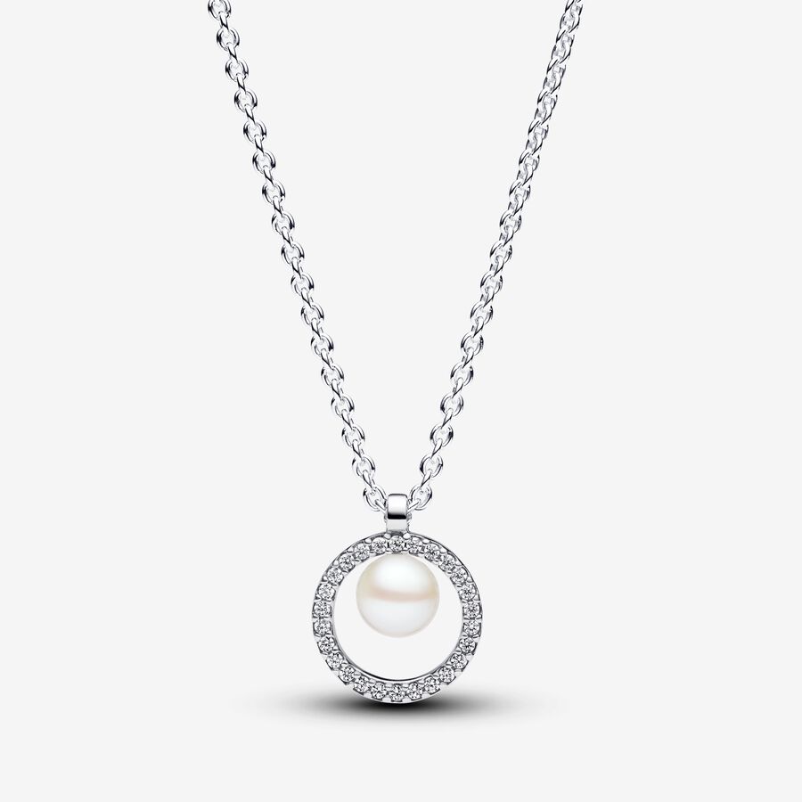 Treated Freshwater Cultured Pearl & Pavé Collier Necklace | Sterling ...