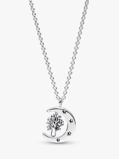 Moon & Spinning Tree Pendant Necklace