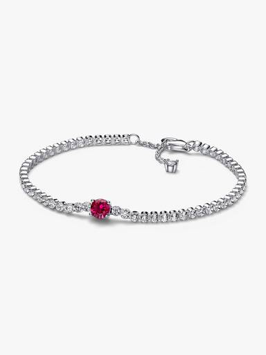 Red Sparkling Round Pavé Tennis Bracelet