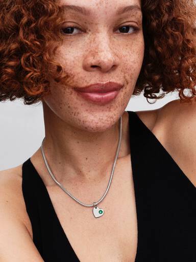 May Engravable Heart Green Stone Dangle Charm