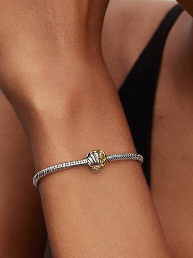 Disney Ariel sterling silver and 14k gold-plated charm with 0.012 ct TW G-I VS+ round brilliant very good cut lab-grown diamond