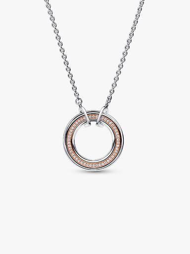Pandora Signature Two tone Logo & Pavé Necklace