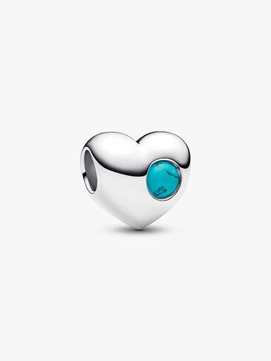 Engravable Turquoise Blue Stone Heart Charm