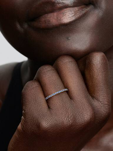 14k gold-plated ring with skylight blue crystal