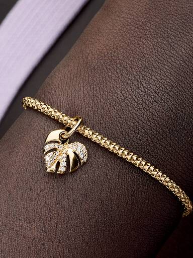 Sparkling Monstera Leaf Dangle Charm