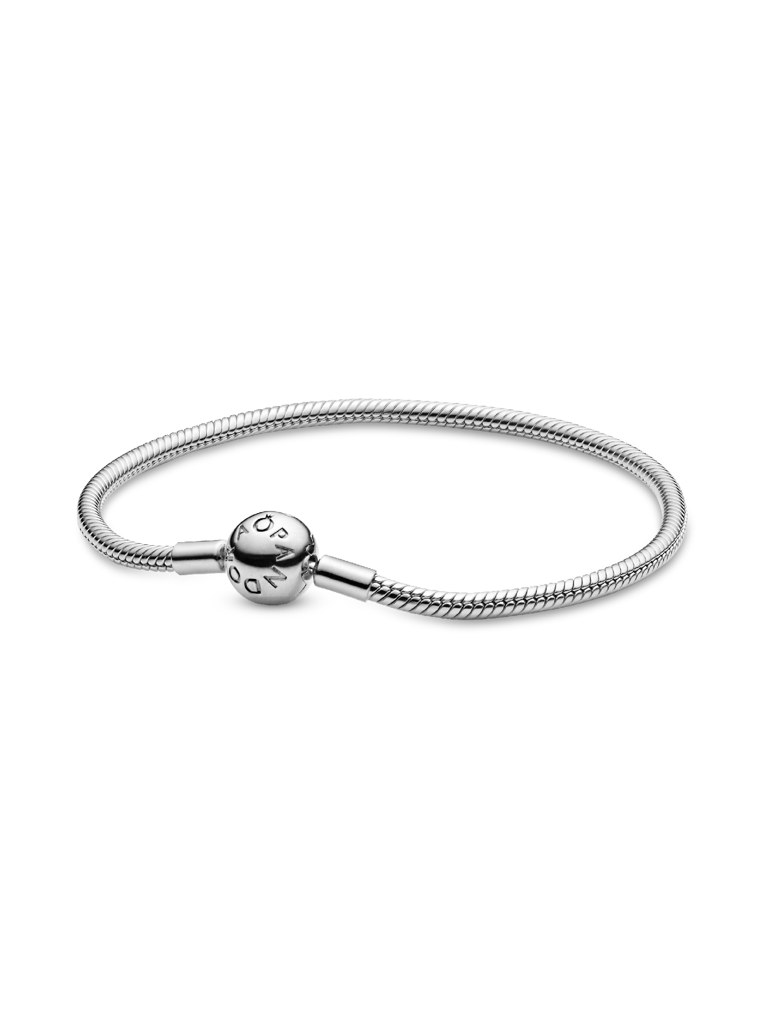 Snake chain silver bracelet with round clasp