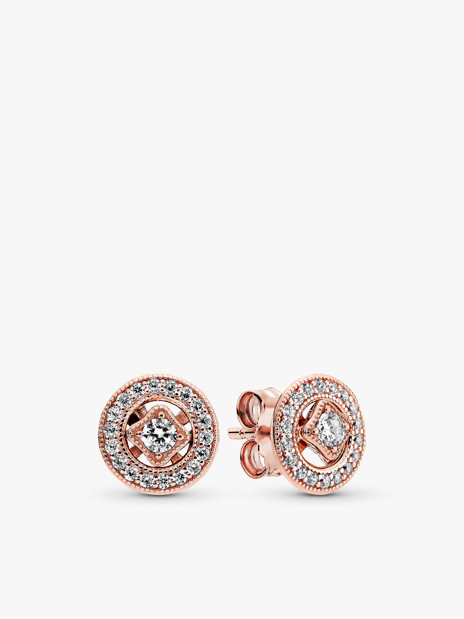 14k Rose gold-plated stud earrings with detachable earring jackets and clear cubic zirconia