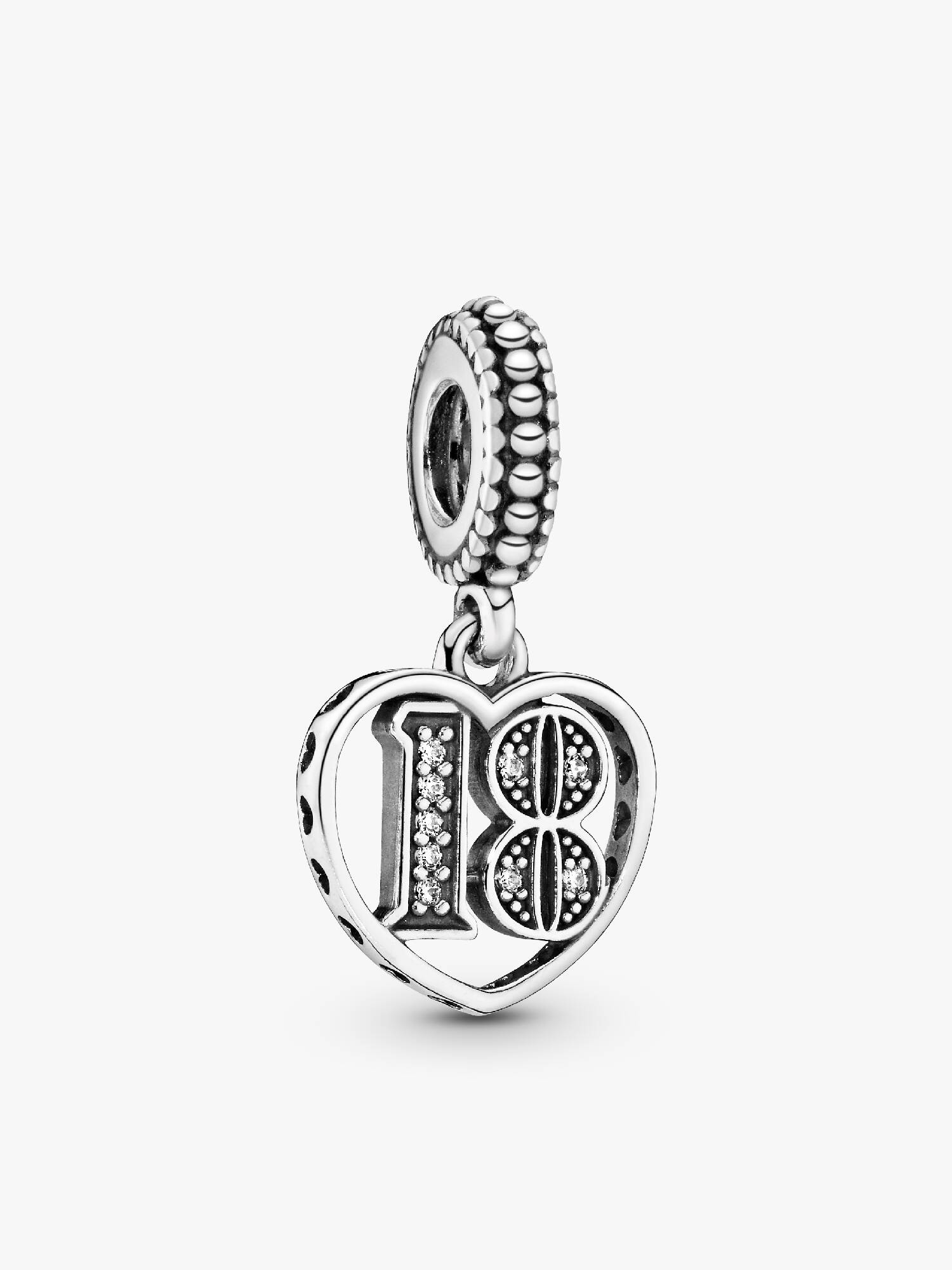 18 silver dangle with clear cubic zirconia