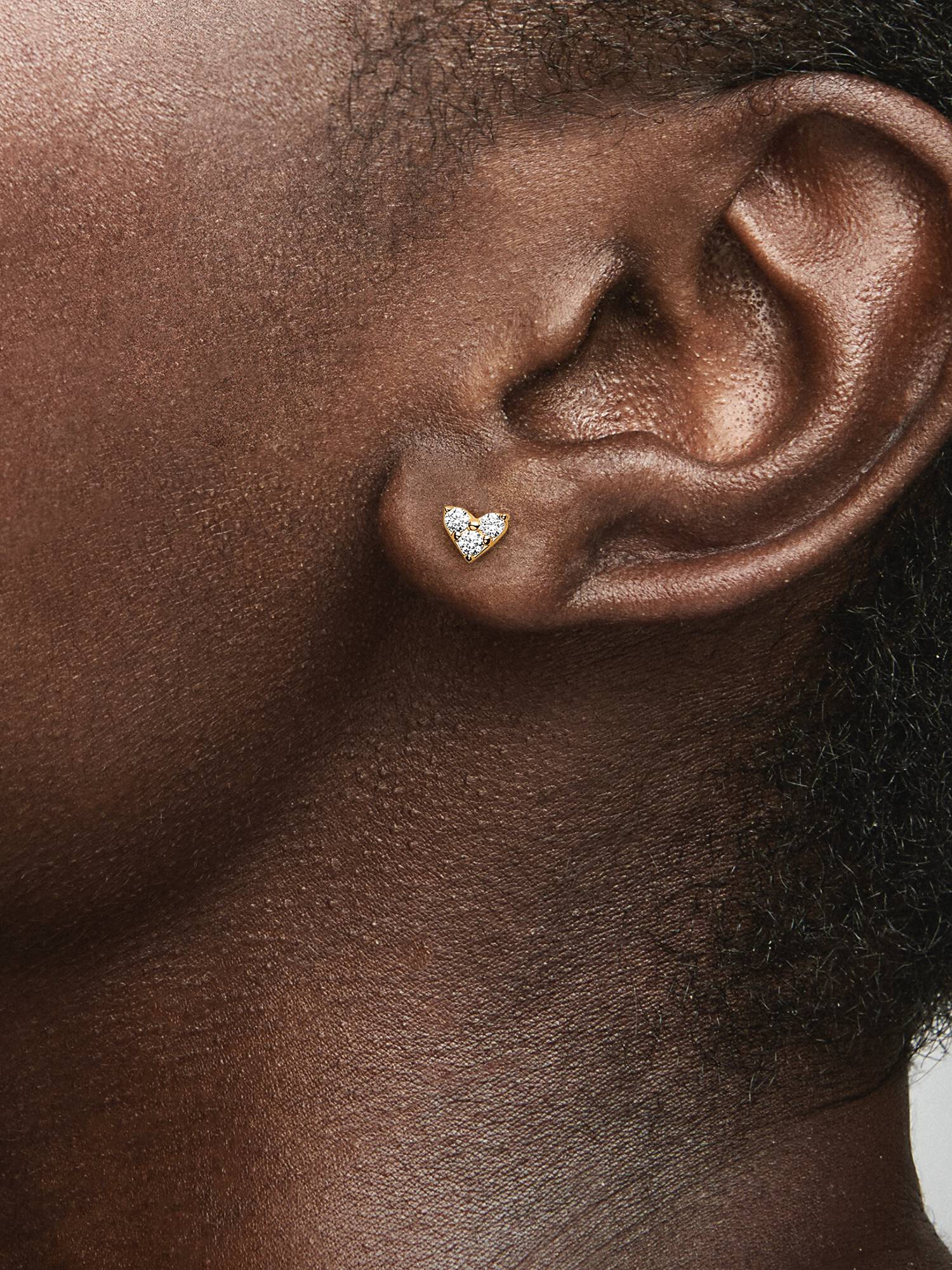 Triple Stone Heart Stud Earrings