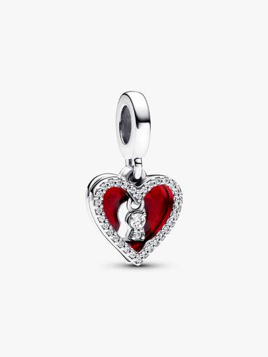 Red Heart & Keyhole Double Dangle Charm