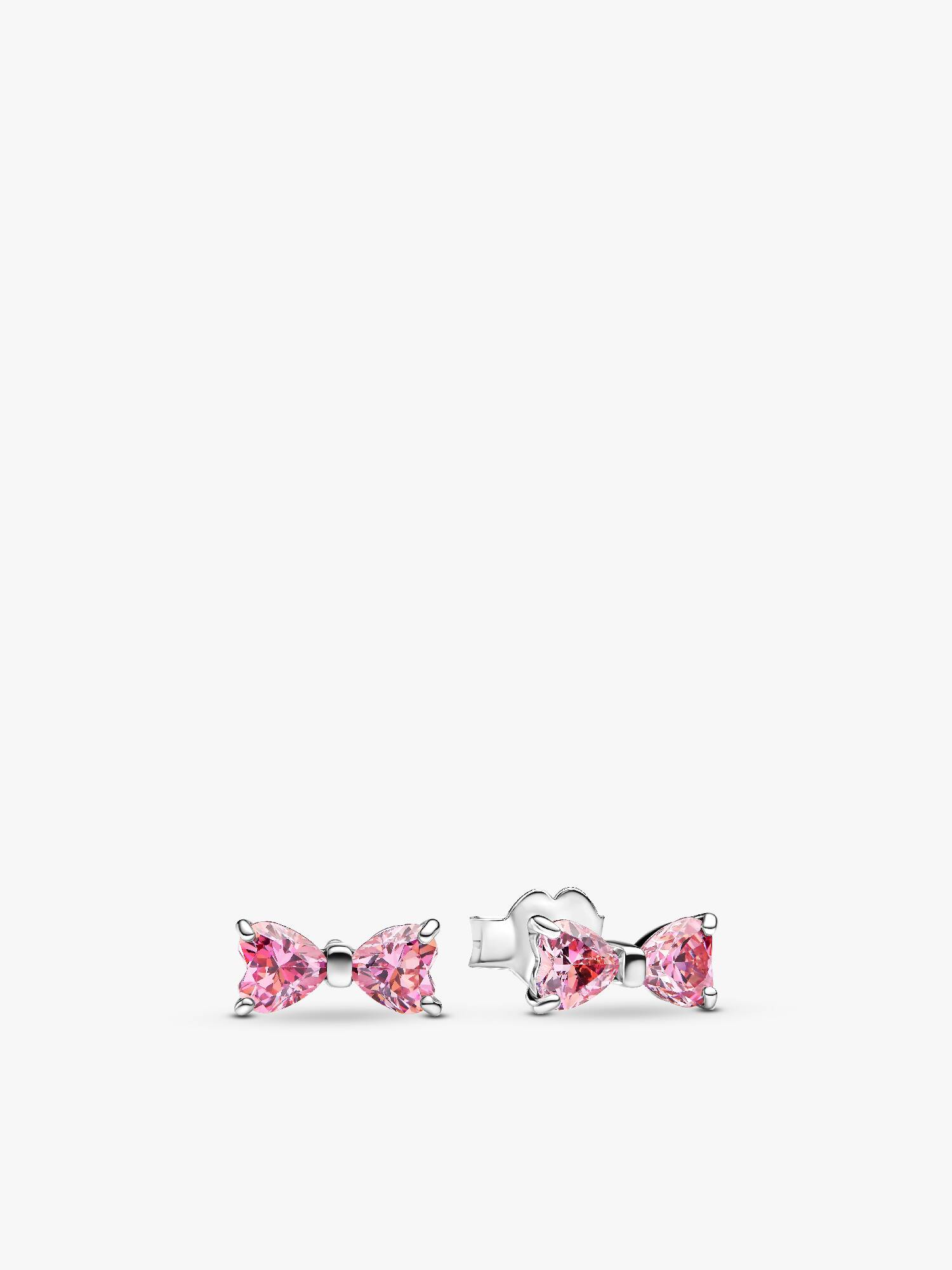 Sparkling Pink Bow Stud Earrings