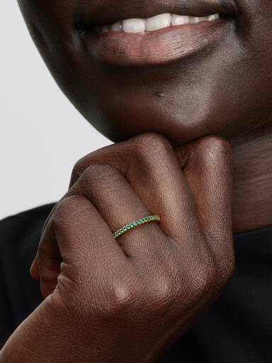 14k gold-plated ring with ocean green crystal