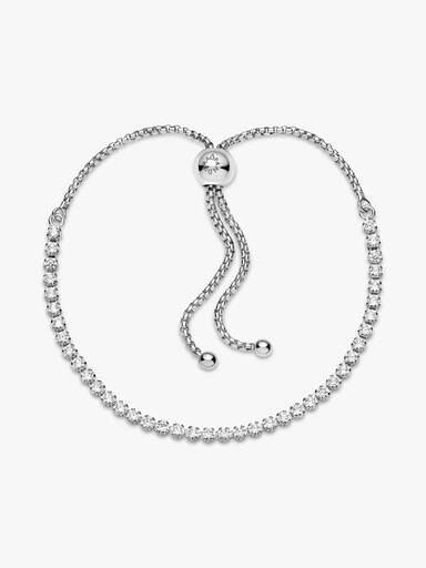 Rhodium plated sterling silver bracelet with clear cubic zirconia