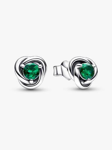 Green Eternity Circle Stud Earrings