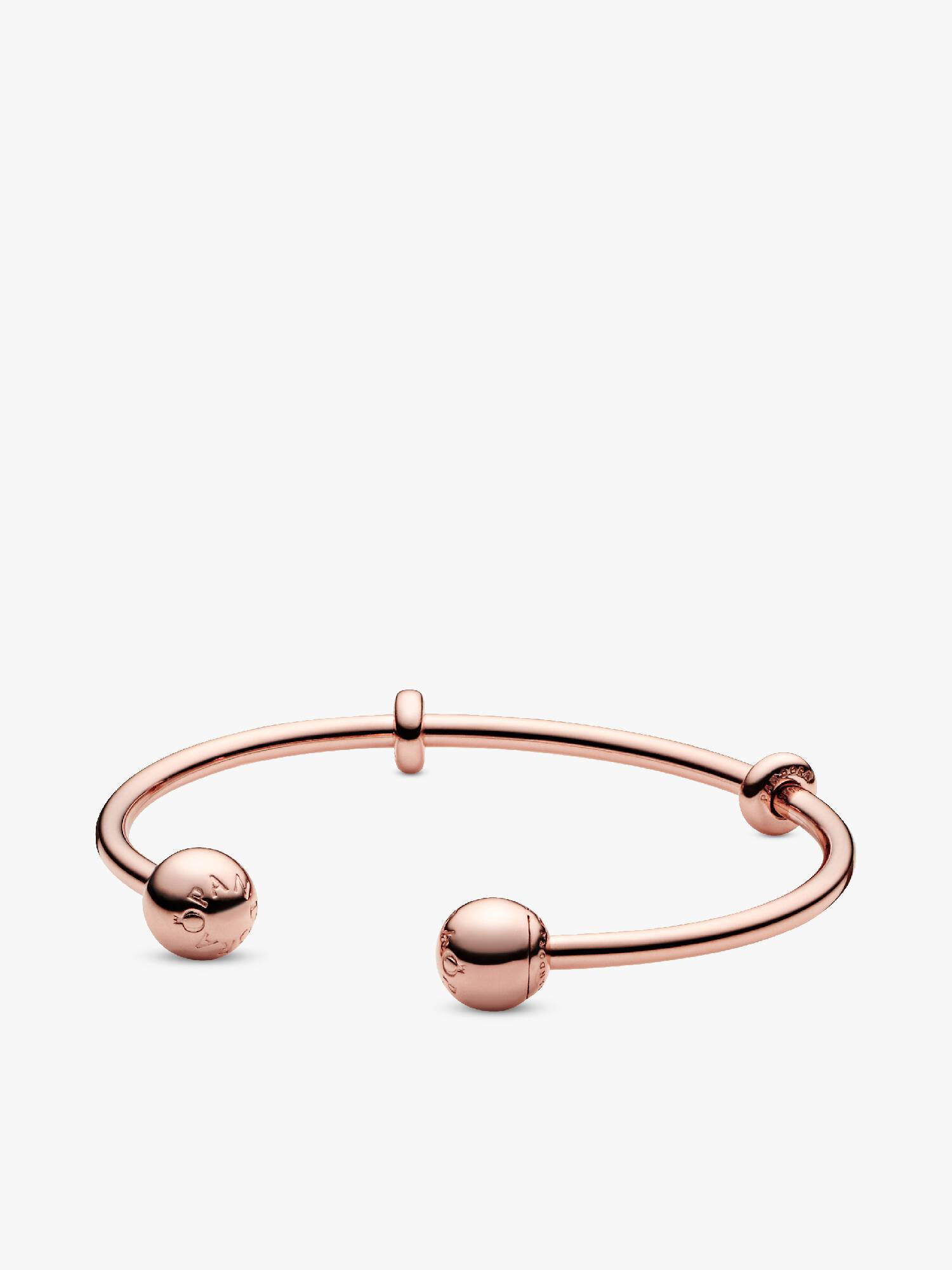 14k Rose gold-plated open bangle with silicone stoppers and interchangeable end caps