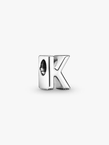 Letter K silver charm