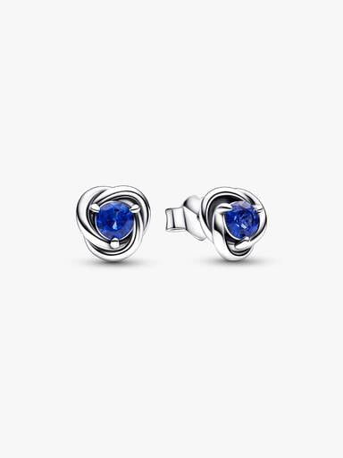 Blue Eternity Circle Stud Earrings