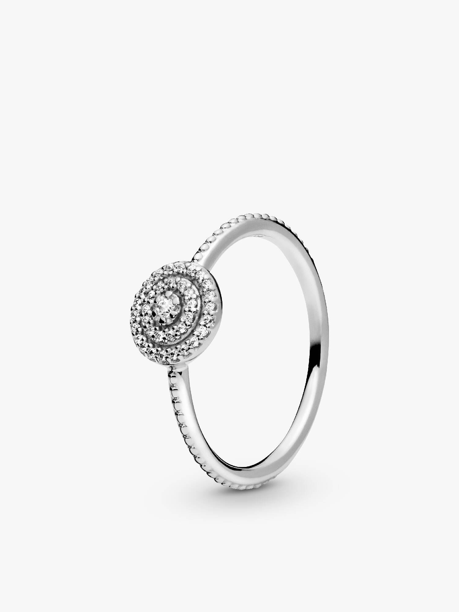 Silver ring with clear cubic zirconia