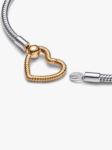Pandora Moments Heart Closure Snake Chain Bracelet