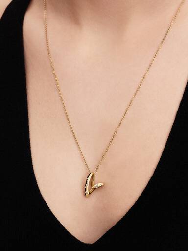 Heart 14k gold-plated pendant necklace with clear cubic zirconia