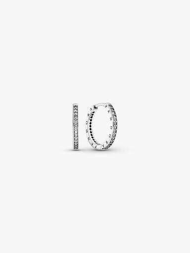 PANDORA silver hoop earrings with cubic zirconia