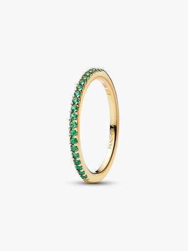 14k gold-plated ring with ocean green crystal