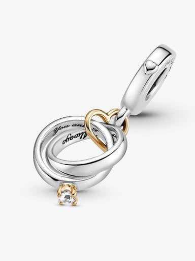 Two-tone Wedding Rings Dangle Charm